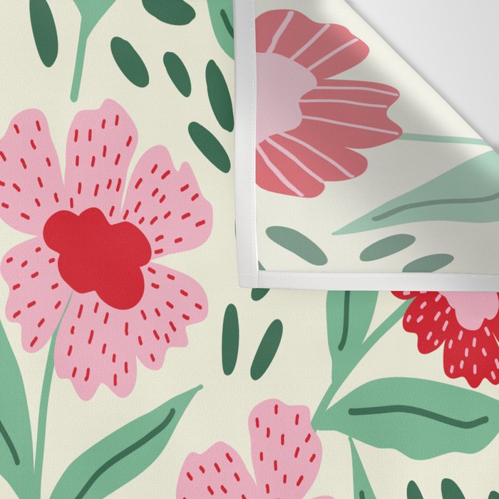 Summer Floral - red, green and pink Wall Tapestry Gallery Image 3