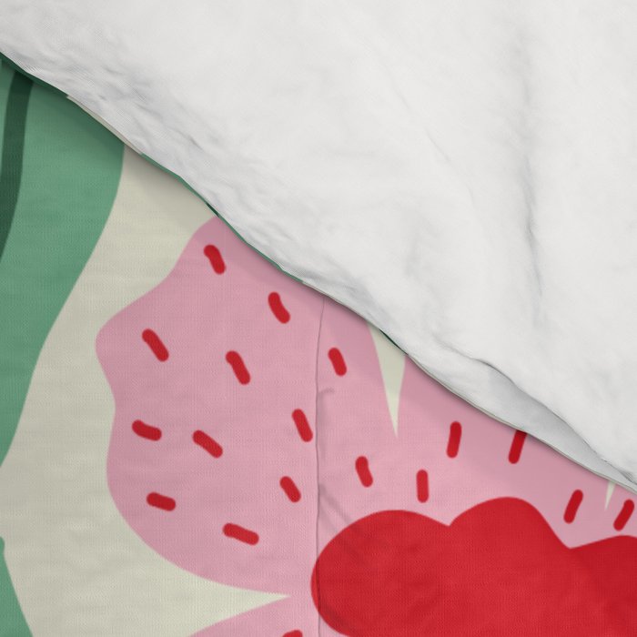 Summer Floral - red, green and pink Comforter Gallery Image 4