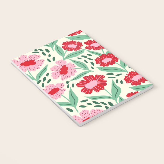 Summer Floral - red, green and pink Notebook Gallery Image 3