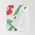 Summer Floral - red, green and pink Throw Blanket Gallery Image 3
