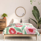 Summer Floral - red, green and pink Comforter Gallery Image 3