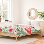 Summer Floral - red, green and pink Duvet Cover Gallery Image 2