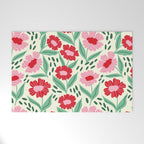 Summer Floral - red, green and pink Welcome Mat Gallery Image 1