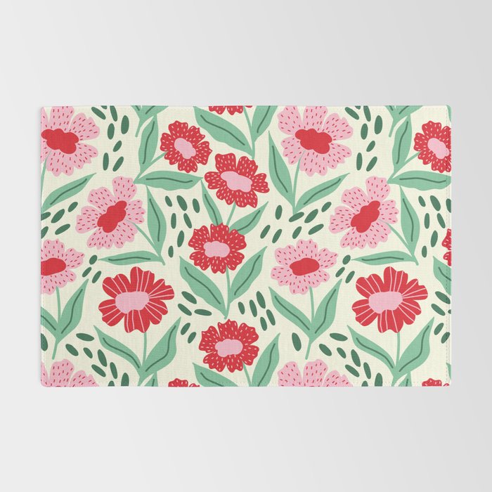 Summer Floral - red, green and pink Rug Gallery Image 2