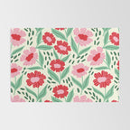 Summer Floral - red, green and pink Rug Gallery Image 2