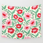 Summer Floral - red, green and pink Wall Tapestry Gallery Image 4