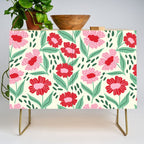 Summer Floral - red, green and pink Credenza Gallery Image 1