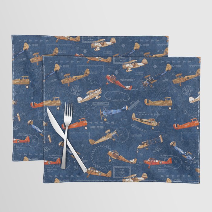 Vintage Airplanes - Retro Biplanes Placemat Gallery Image 1