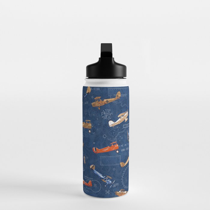 Vintage Airplanes - Retro Biplanes Water Bottle Gallery Image 3