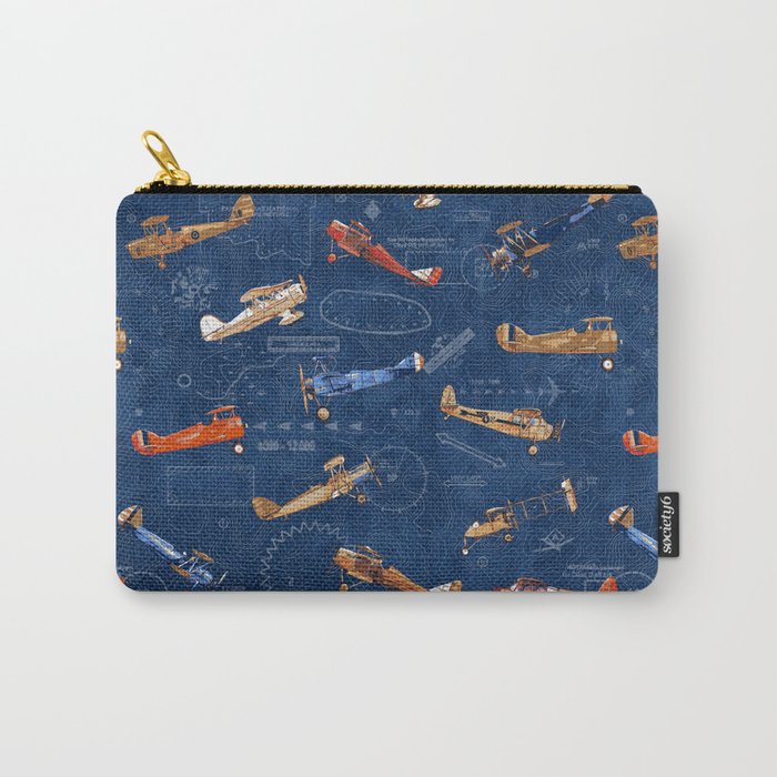 Vintage Airplanes - Retro Biplanes Carry All Pouch Gallery Image 1