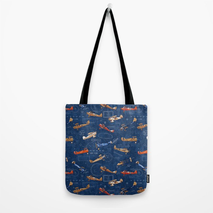 Vintage Airplanes - Retro Biplanes Tote Bag Gallery Image 2