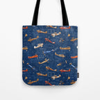 Vintage Airplanes - Retro Biplanes Tote Bag Gallery Image 1