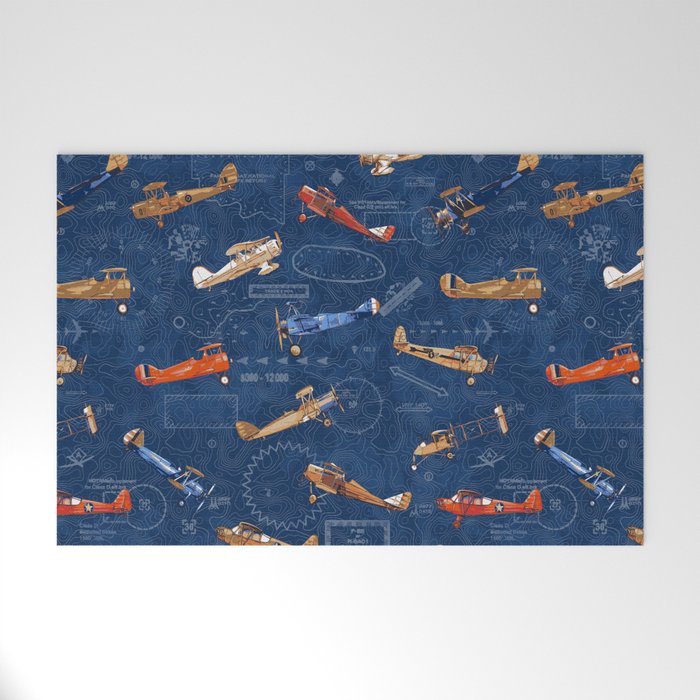Vintage Airplanes - Retro Biplanes Welcome Mat Gallery Image 1