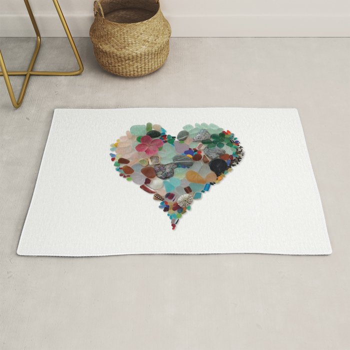 Love -  Sea Glass Heart A Unique Birthday & Fatherâs Day Gift Rug Gallery Image 1