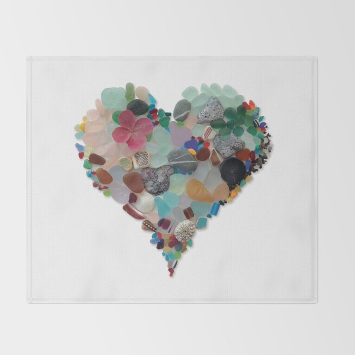 Love -  Sea Glass Heart A Unique Birthday & Fatherâs Day Gift Throw Blanket Gallery Image 2