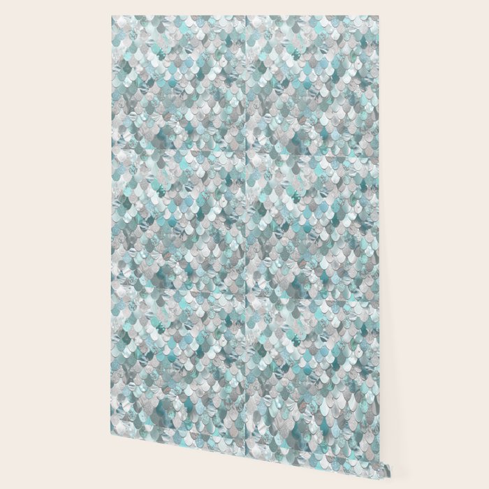 Mermaid Aqua and Grey Wallpaper Gallery Image 2