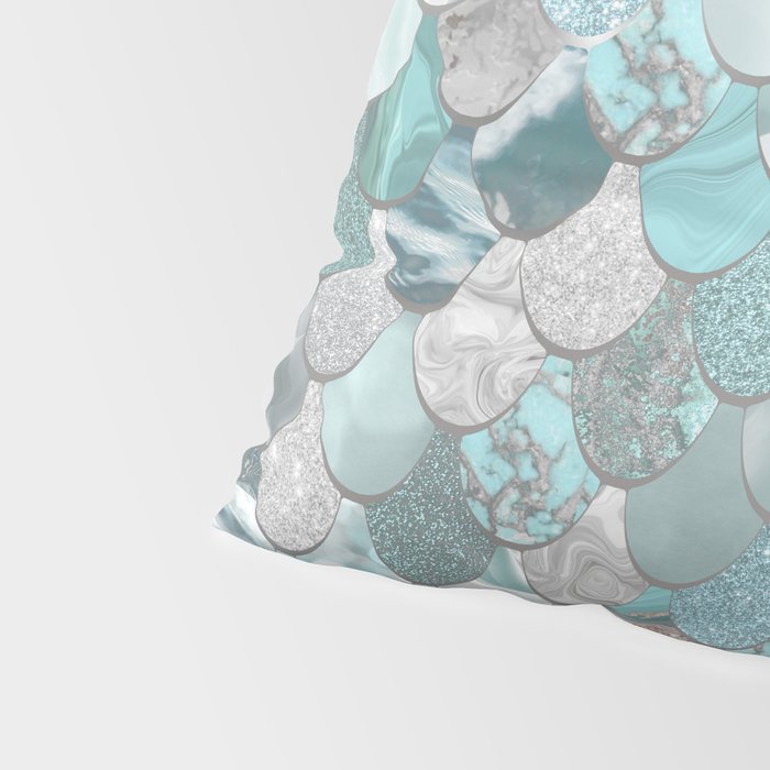 Mermaid Aqua and Grey Pillow Sham Gallery Image 4