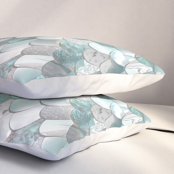 Mermaid Aqua and Grey Pillow Sham Gallery Image 3