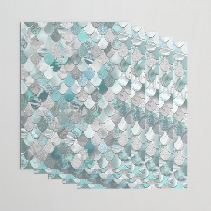 Mermaid Aqua and Grey Wrapping Paper Gallery Image 3