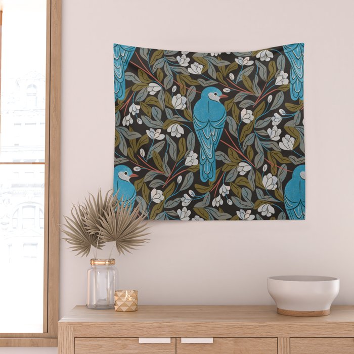 Bluebird and Apple Blossoms Wall Tapestry Gallery Image 2