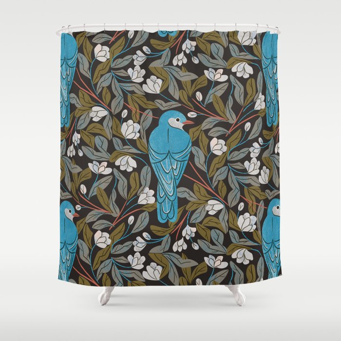 Bluebird and Apple Blossoms Shower Curtain Gallery Image 1