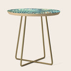 Tropical, Jungle, Palm Leaves, Watercolor Abstract, Blue and Green Side Table Gallery Image 1