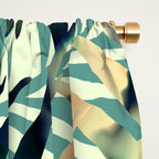 Tropical, Jungle, Palm Leaves, Watercolor Abstract, Blue and Green Window Curtain Gallery Image 2