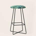 Tropical, Jungle, Palm Leaves, Watercolor Abstract, Blue and Green Stool Gallery Image 1