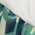 Tropical, Jungle, Palm Leaves, Watercolor Abstract, Blue and Green Comforter Gallery Image 4