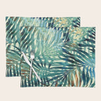 Tropical, Jungle, Palm Leaves, Watercolor Abstract, Blue and Green Placemat Gallery Image 1