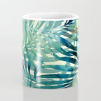 Tropical, Jungle, Palm Leaves, Watercolor Abstract, Blue and Green Coffee Mug Gallery Image 4