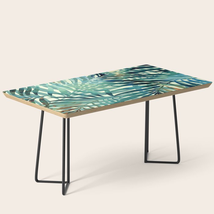 Tropical, Jungle, Palm Leaves, Watercolor Abstract, Blue and Green Coffee Table Gallery Image 1