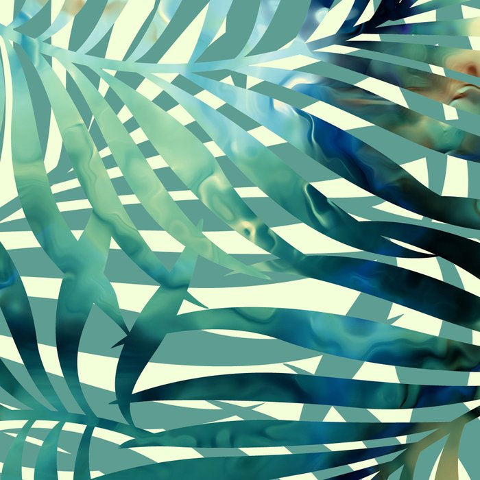 Tropical, Jungle, Palm Leaves, Watercolor Abstract, Blue and Green Coffee Mug Gallery Image 2