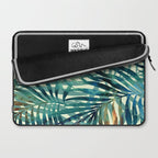 Tropical, Jungle, Palm Leaves, Watercolor Abstract, Blue and Green Laptop Sleeve Gallery Image 2