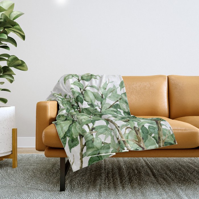 Botanic greenery Throw Blanket Gallery Image 1