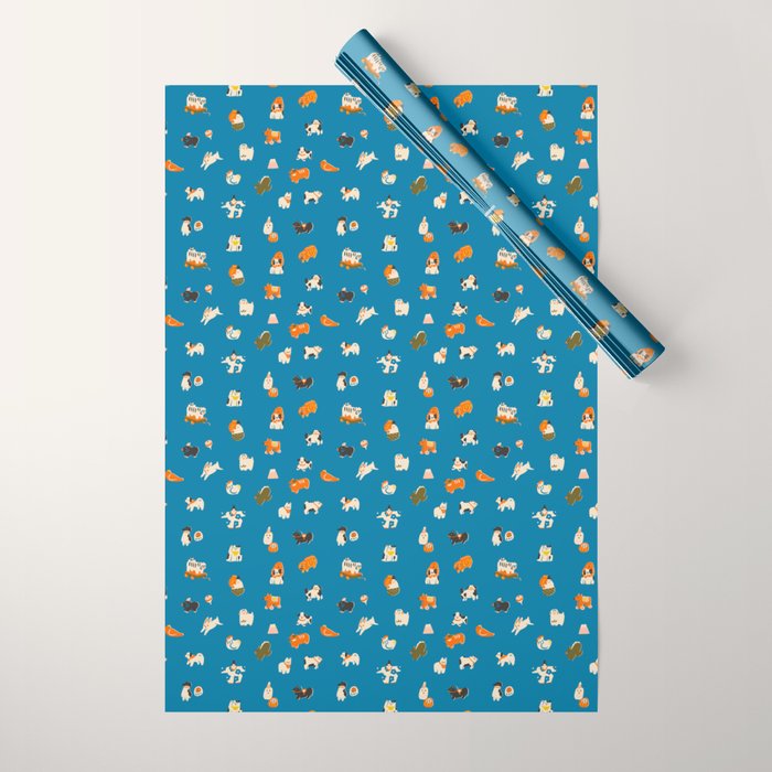 Japanese toys in blue Wrapping Paper Gallery Image 1