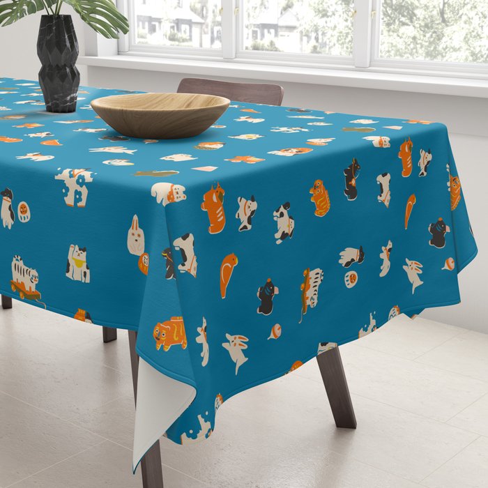 Japanese toys in blue Tablecloth Gallery Image 3