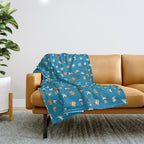 Japanese toys in blue Throw Blanket Gallery Image 1