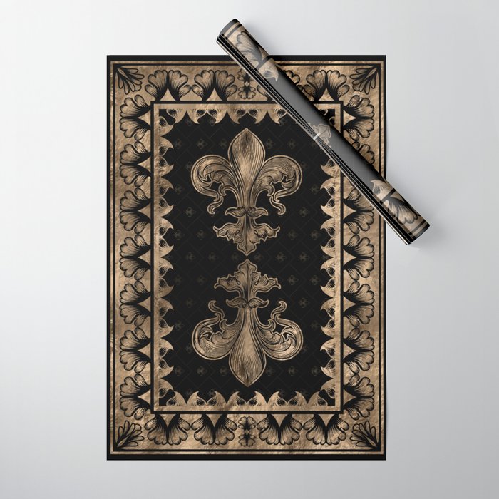 Fleur-de-lis - Black and Gold #1 Wrapping Paper Gallery Image 1