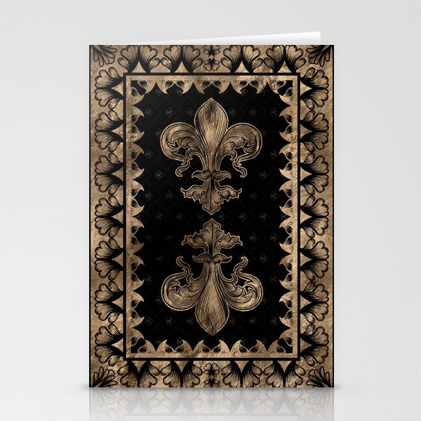 Fleur-de-lis - Black and Gold #1 Stationery Card Gallery Image 1