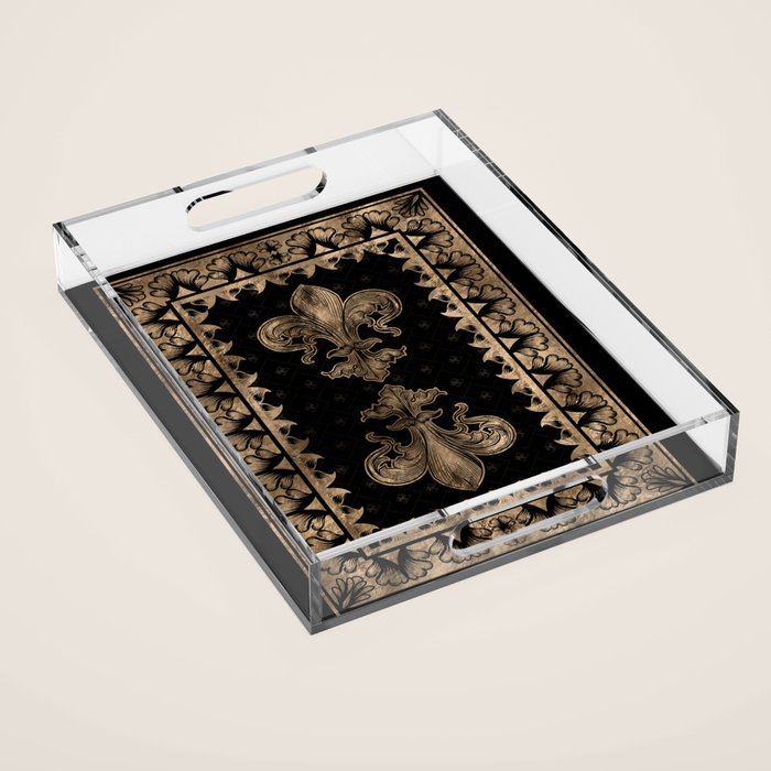 Fleur-de-lis - Black and Gold #1 Acrylic Tray Gallery Image 1
