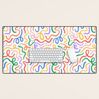 Colorful line doodle art pattern Desk Mat Gallery Image 1