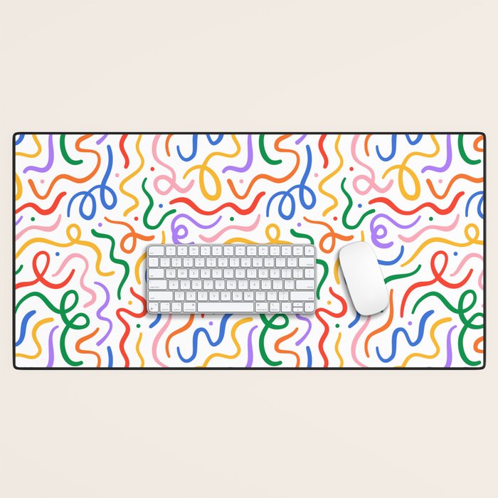 Colorful line doodle art pattern Desk Mat Gallery Image 1