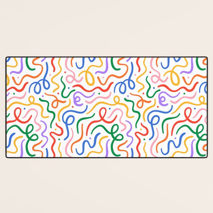Colorful line doodle art pattern Desk Mat Gallery Image 3