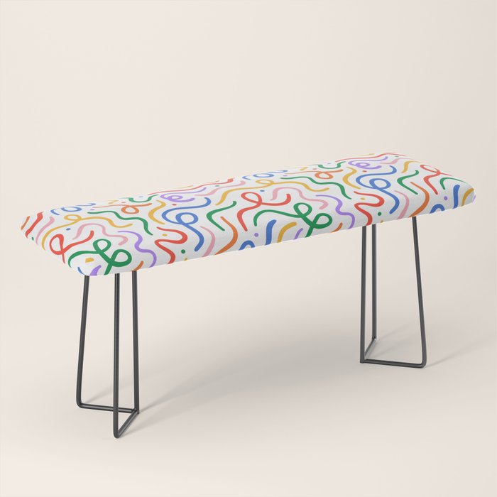 Colorful line doodle art pattern Bench Gallery Image 1