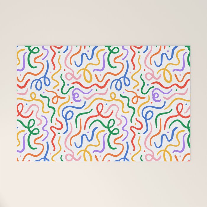 Colorful line doodle art pattern Welcome Mat Gallery Image 1