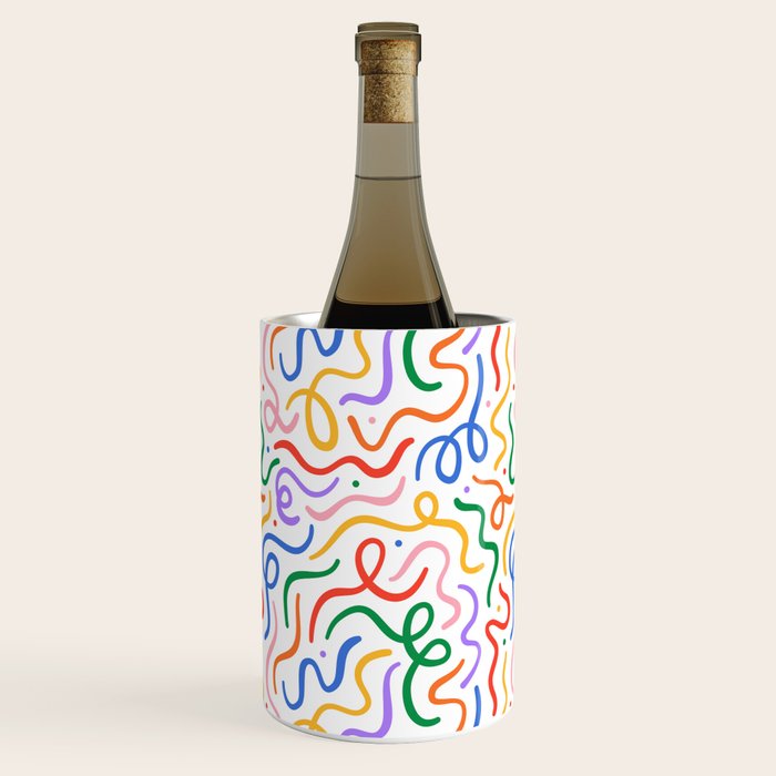 Colorful line doodle art pattern Wine Chiller Gallery Image 1