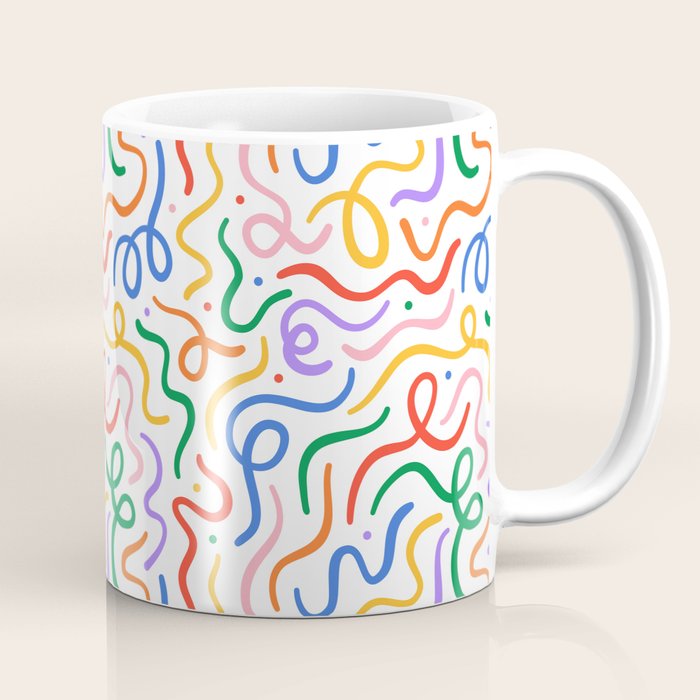 Colorful line doodle art pattern Coffee Mug Gallery Image 1