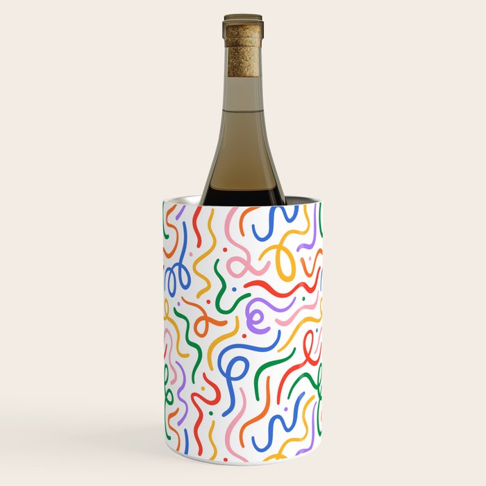 Colorful line doodle art pattern Wine Chiller Gallery Image 3