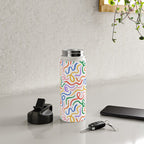 Colorful line doodle art pattern Water Bottle Gallery Image 4